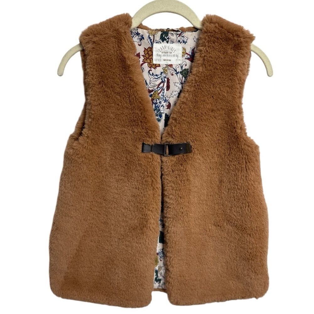ZARA FAUX FUR Front Buckle Vest, GIRLS‎ SIZE 9-10